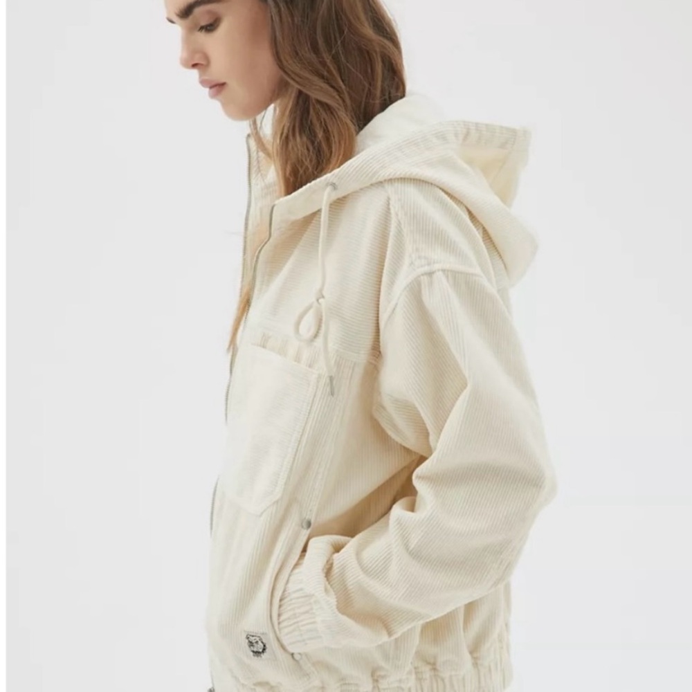 BDG Women's Off-White Hooded Utility Jacket